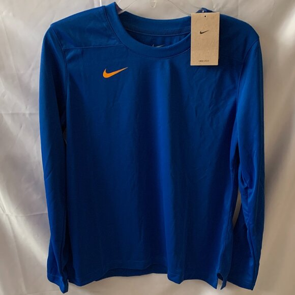 NIKE Dri-Fit Mesh Long Sleeve Top in Navy Sz MEDIUM - Picture 1 of 3